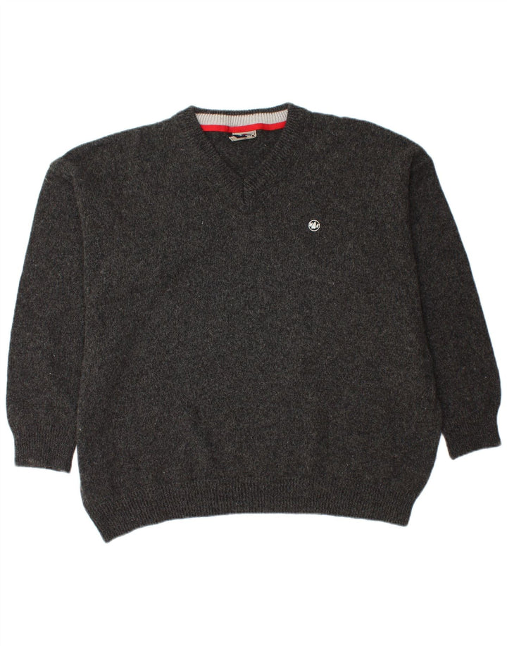 MURPHY & NYE Mens V-Neck Jumper Sweater 2XL Black Wool