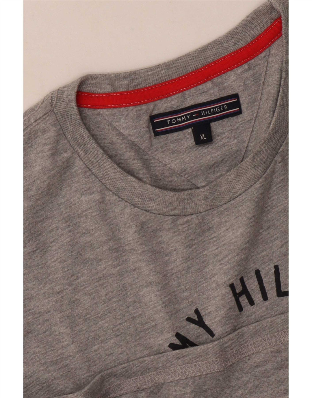 Tommy Hilfiger Mens Graphic T-Shirt Top XL Grey Flecked
