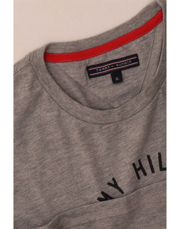 Tommy Hilfiger Mens Graphic T-Shirt Top XL Grey Flecked