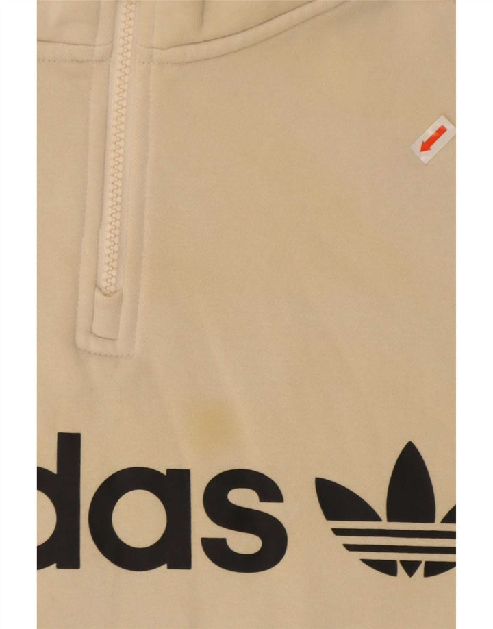 Adidas Womens Oversized Graphic Sweatshirt Jumper UK 12 Medium Beige