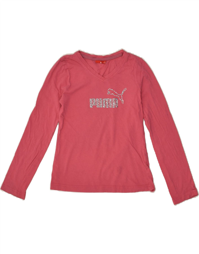 PUMA Girls Graphic Top Long Sleeve  9-10 Years Medium Pink Cotton | Vintage Puma | Thrift | Second-Hand Puma | Used Clothing | Messina Hembry 