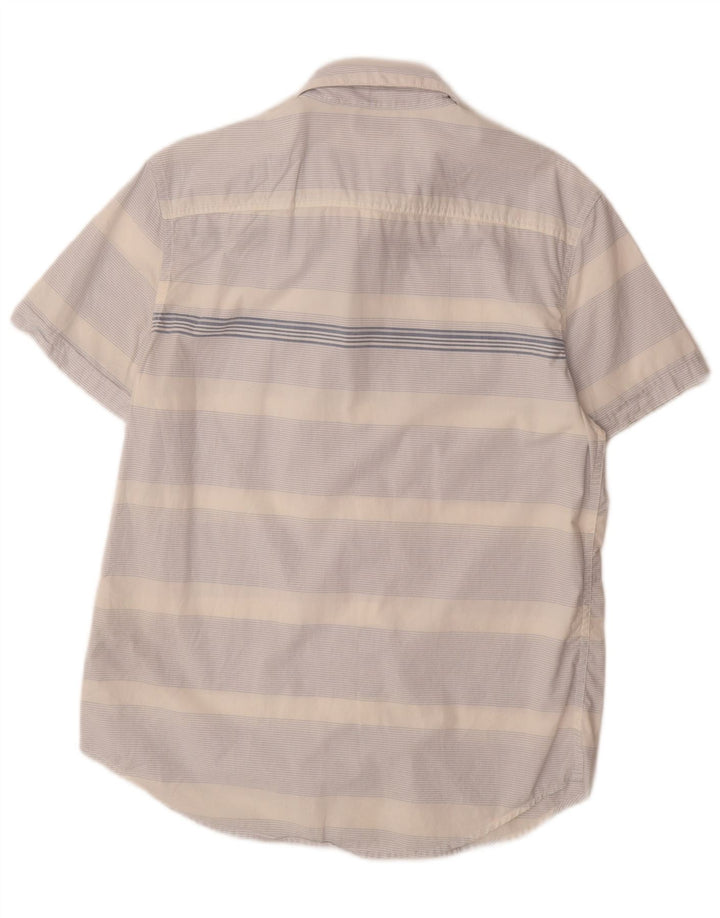 CALVIN KLEIN JEANS Mens Short Sleeve Shirt Medium Blue Striped Cotton
