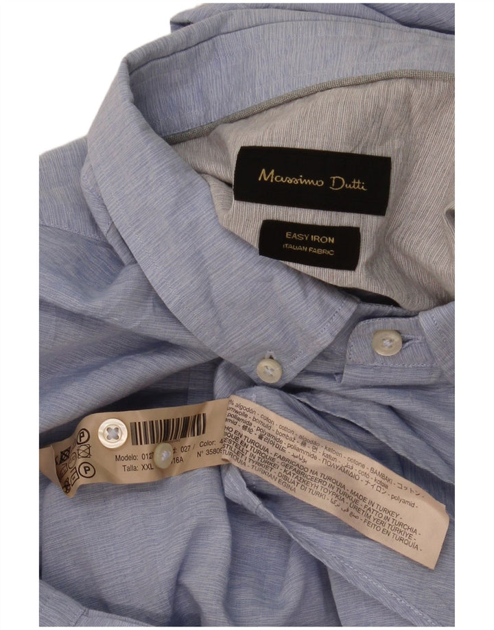 Massimo Dutti Mens Shirt 2XL Blue Pinstripe Cotton
