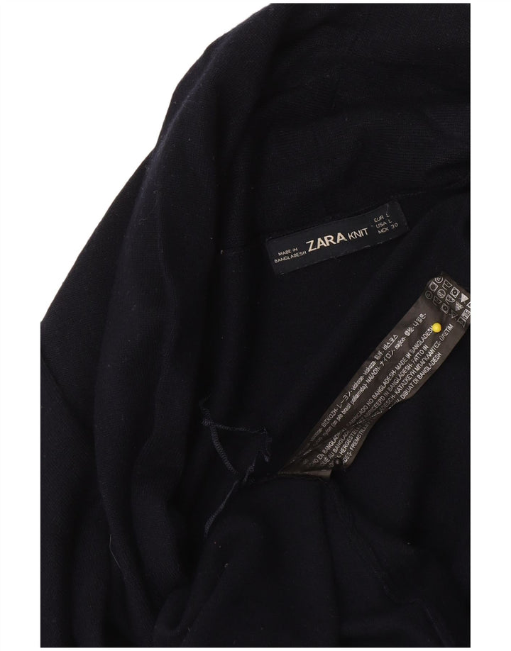 Zara Womens Open Cardigan Sweater UK 14 Large Black Viscose