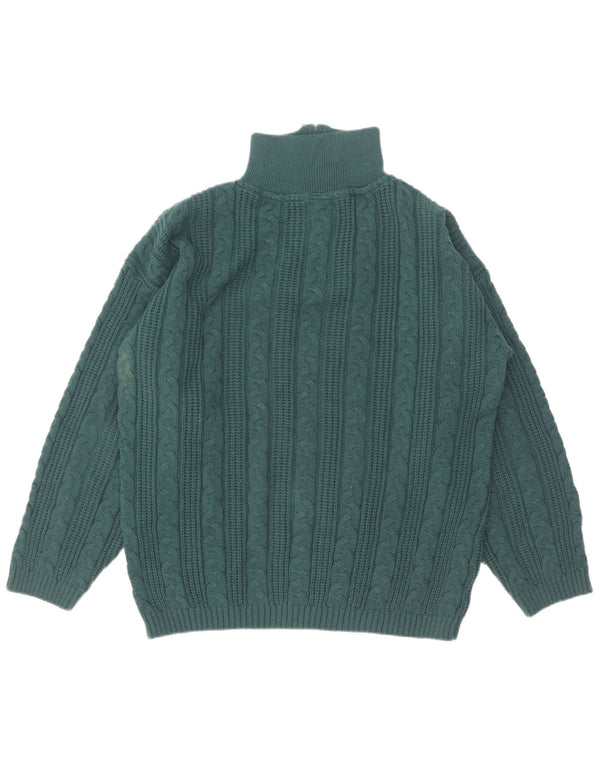 Vintage Mens Zip Neck Jumper Sweater UK 38/40 Medium Green Polyacrylic