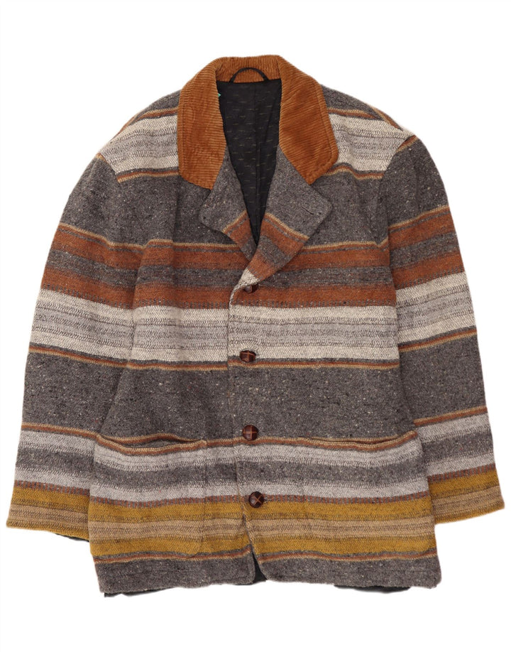 VINTAGE Mens 4 Button Blazer Jacket UK 40 Large Multicoloured Striped