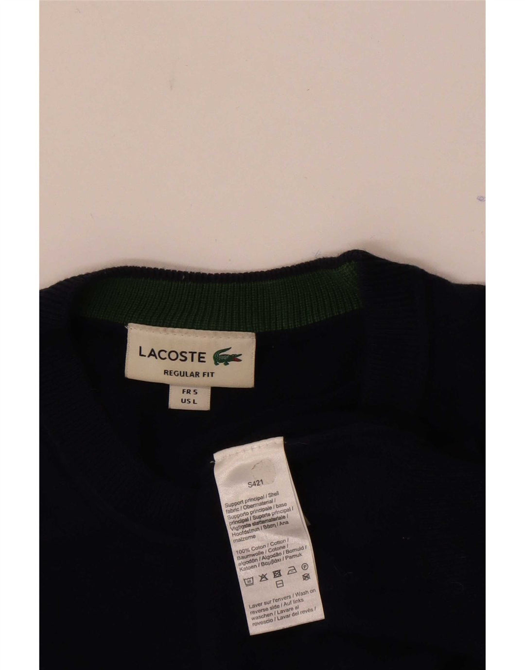 Lacoste Mens Regular Fit Crew Neck Jumper Sweater Size 5 Large Navy Blue