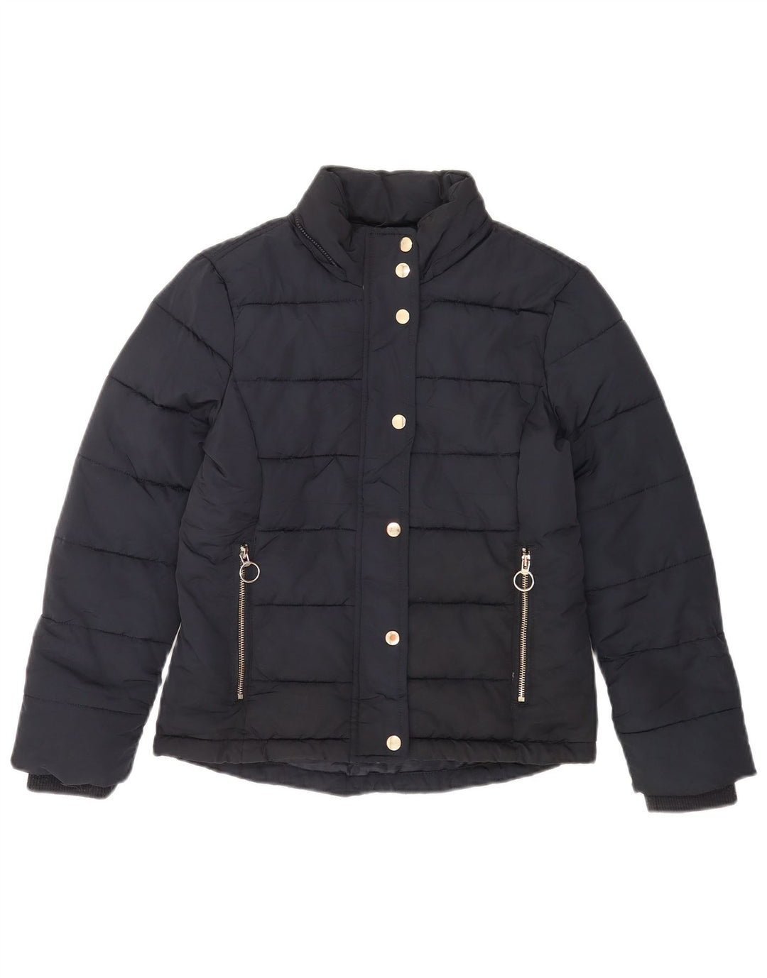 Topshop Womens Padded Jacket UK 6 XS Navy Blue Polyester