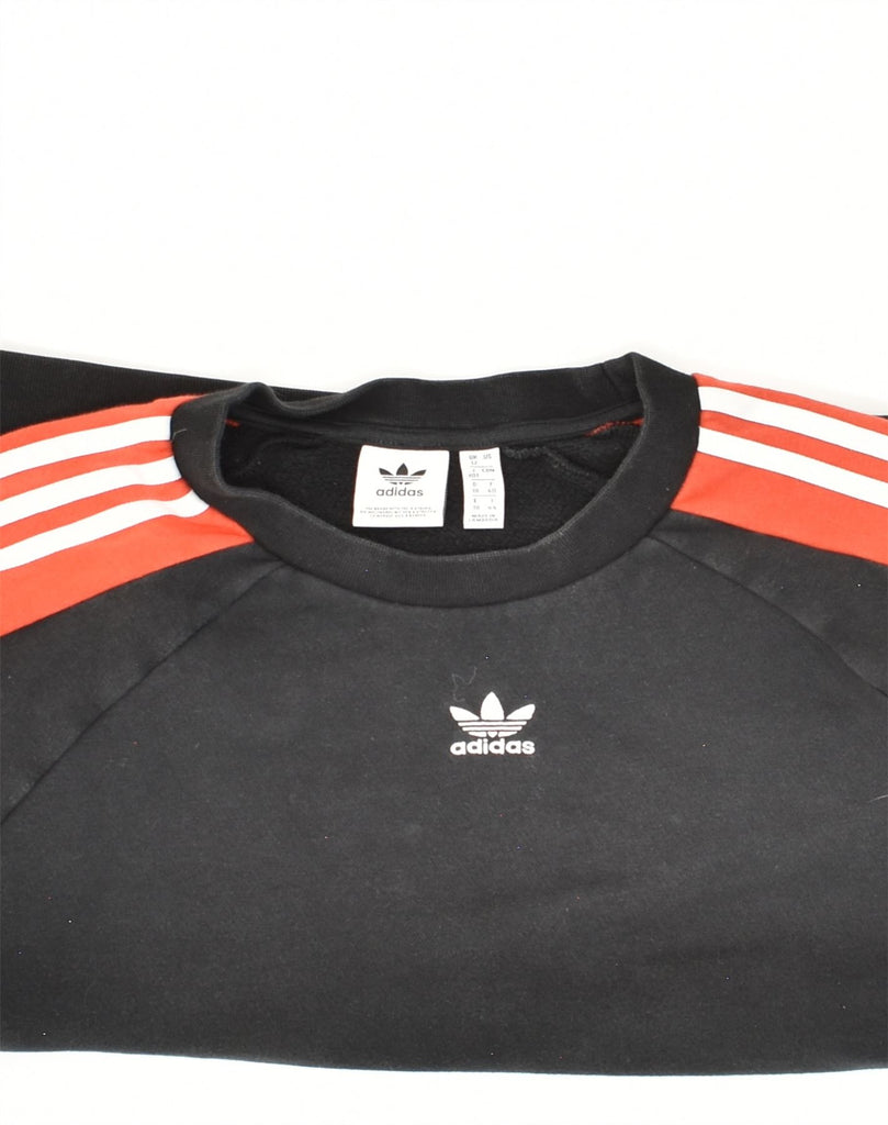 ADIDAS Womens Sweatshirt Jumper UK 12 Medium Black Cotton | Vintage Adidas | Thrift | Second-Hand Adidas | Used Clothing | Messina Hembry 