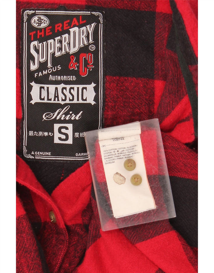 Superdry Womens Classic Fit Flannel Shirt UK 10 Small Red Gingham Cotton
