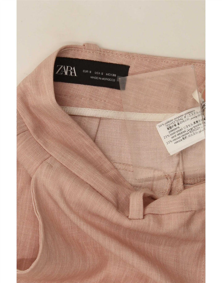 Zara Womens Wide Leg Chino Trousers Small W26 L31 Pink Polyester