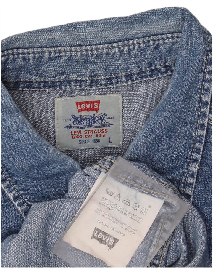 Levi's Mens Denim Shirt Large Blue Cotton Western