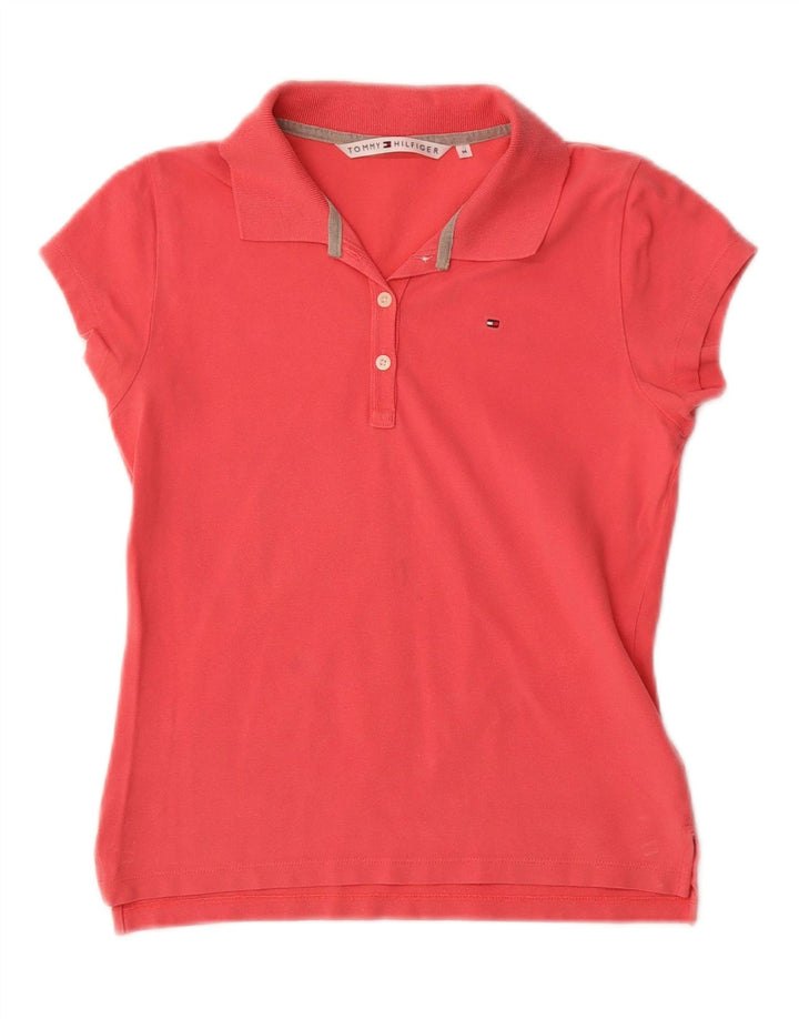 TOMMY HILFIGER Womens Polo Shirt UK 12 Medium Red Cotton Vintage Tommy Hilfiger and Second-Hand Tommy Hilfiger from Messina Hembry 