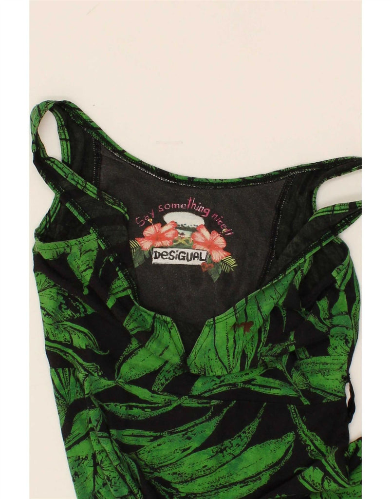 DESIGUAL Womens Graphic Sleeveless Basic Dress UK 10 Small Green Vintage Desigual and Second-Hand Desigual from Messina Hembry 