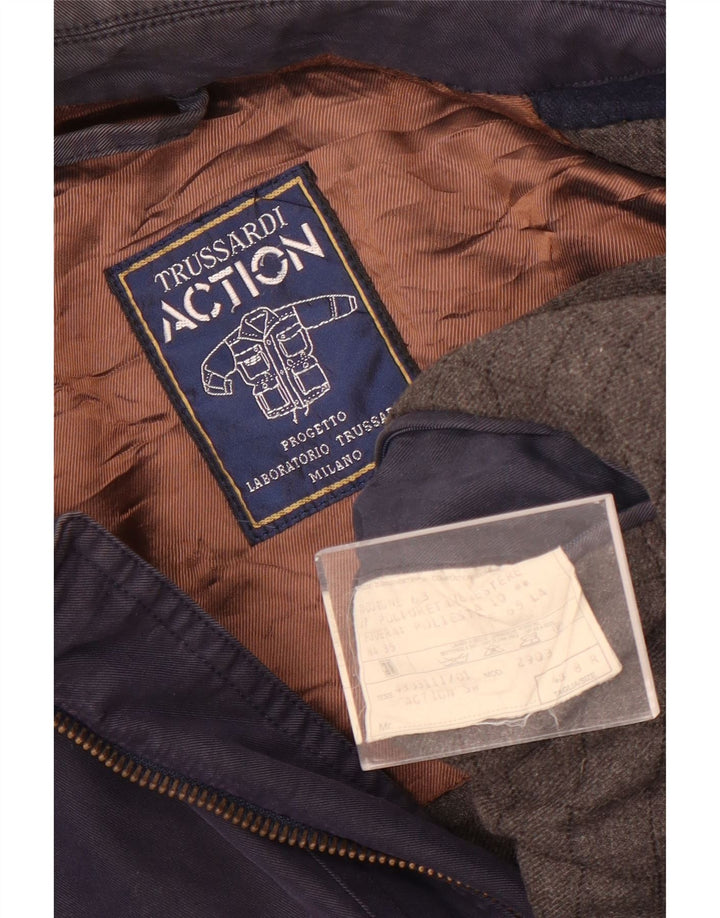 Trussardi Mens Utility Jacket IT 48 Medium Navy Blue