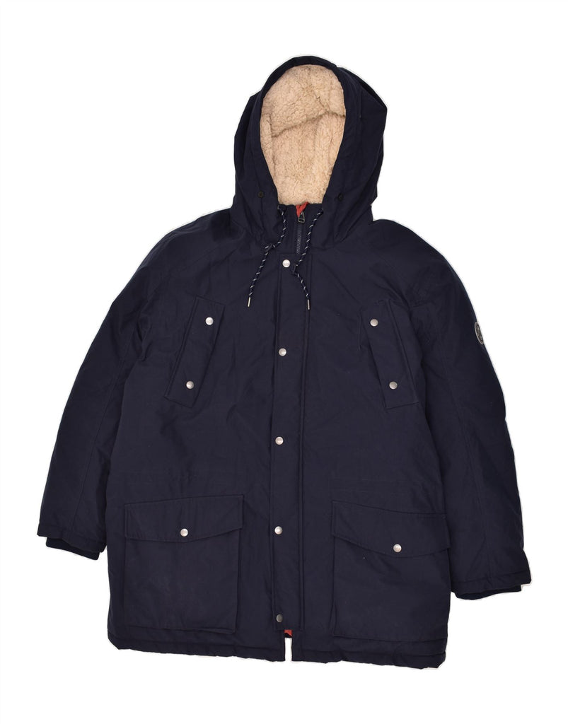 JACK & JONES Mens Hooded Windbreaker Coat UK 46 3XL Navy Blue Polyester | Vintage Jack & Jones | Thrift | Second-Hand Jack & Jones | Used Clothing | Messina Hembry 