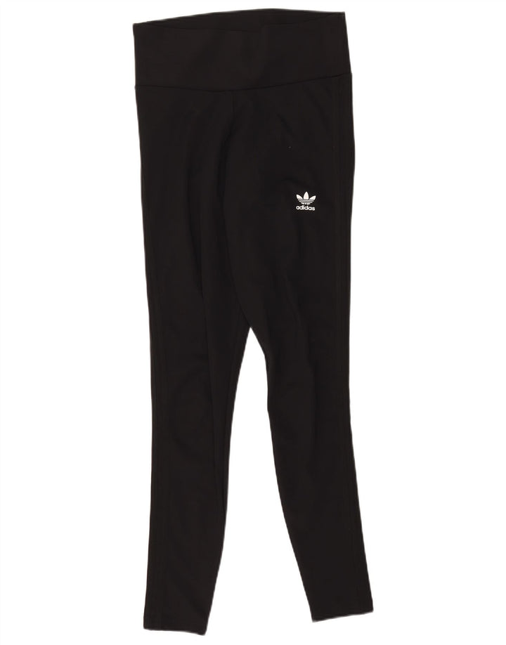 ADIDAS Womens Leggings UK 12 Medium  Black Polyester