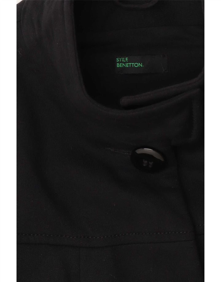 Benetton Womens Overcoat UK 8 Small Black