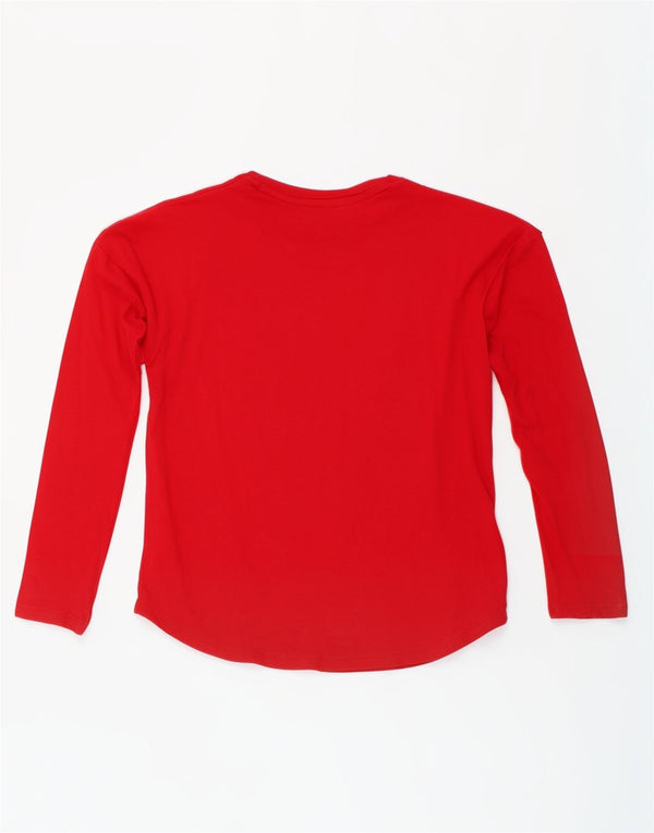 Polo Ralph Lauren Girls Graphic Top Long Sleeve 8-9 Years Medium Red Cotton