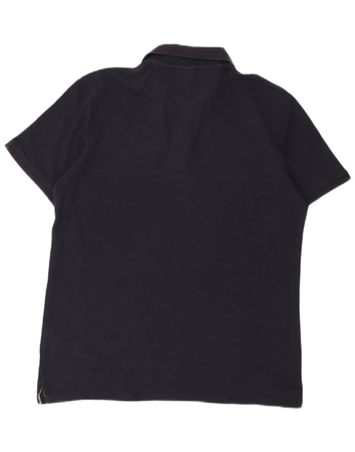 Champion Mens Polo Shirt Large Navy Blue Striped Cotton