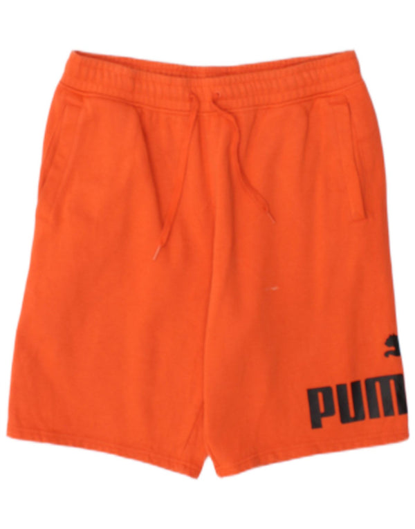 Puma Mens Graphic Sport Shorts Medium  Orange Cotton