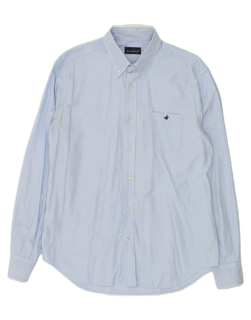 BROOKSFIELD Mens Shirt Size 41 Medium Blue Pinstripe | Vintage Brooksfield | Thrift | Second-Hand Brooksfield | Used Clothing | Messina Hembry 
