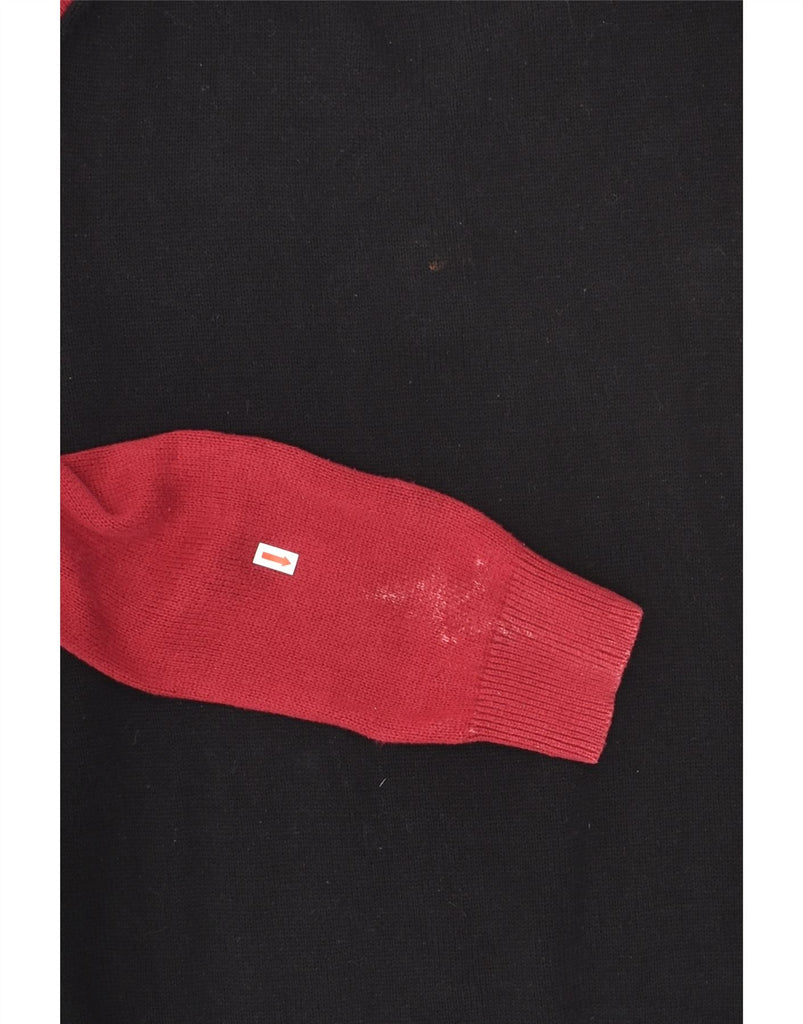 DKNY Mens Zip Neck Jumper Sweater Medium Black Colourblock Cotton | Vintage Dkny | Thrift | Second-Hand Dkny | Used Clothing | Messina Hembry 