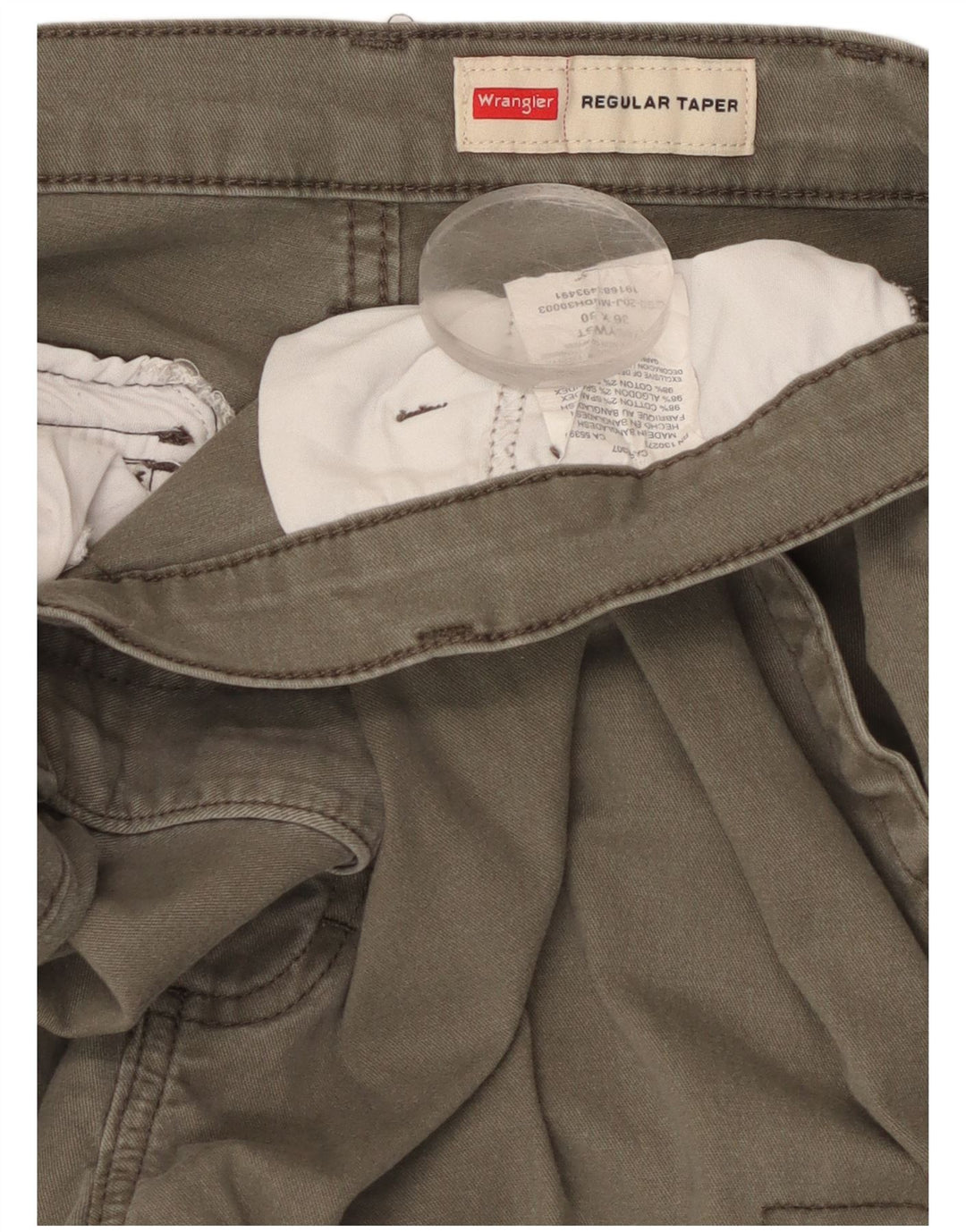 Wrangler Mens Regular Tapered Cargo Trousers W36 L30 Green Cotton