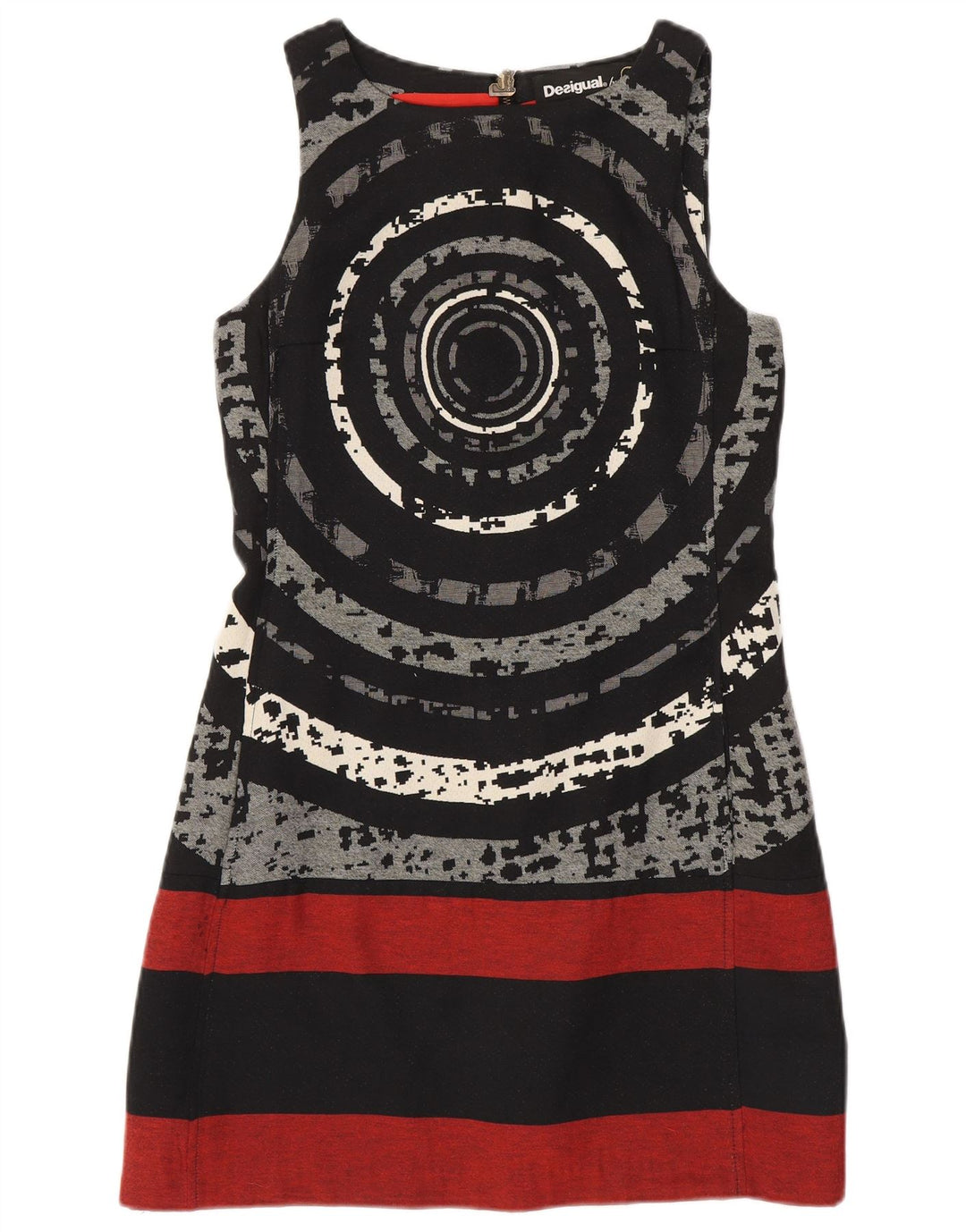 DESIGUAL Womens Sleeveless Sheath Dress EU 38 Medium Black Geometric