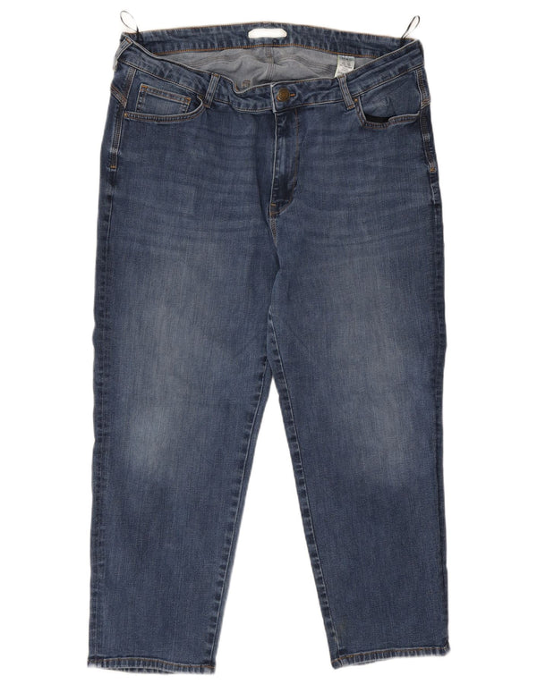 Marks & Spencer Womens High Waist Cropped Jeans UK 22 3XL W38 L25 Blue