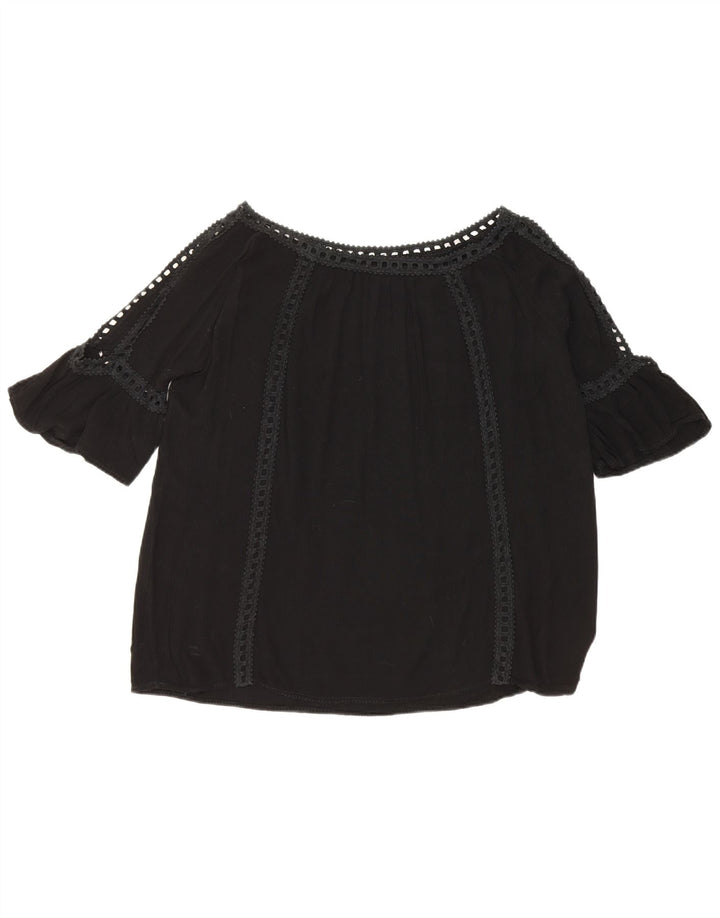 Vintage Womens Off Shoulder Top UK 16 Large Black