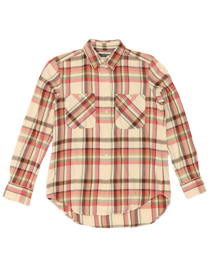 Ralph Lauren Womens Flannel Shirt UK 10 Small Off White Check