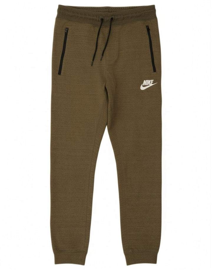 Nike Mens Tracksuit Trousers Joggers Small Khaki Cotton