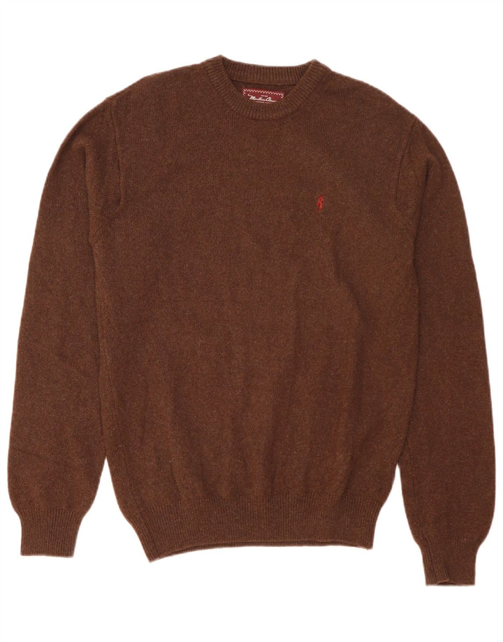 MARLBORO CLASSICS Mens Crew Neck Jumper Sweater Medium Brown Wool