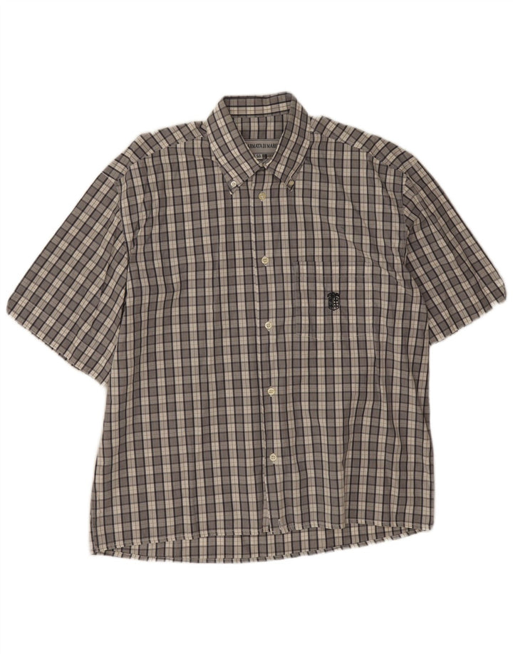 Armata Di Mare Mens Short Sleeve Shirt IT 50 Medium Grey Check