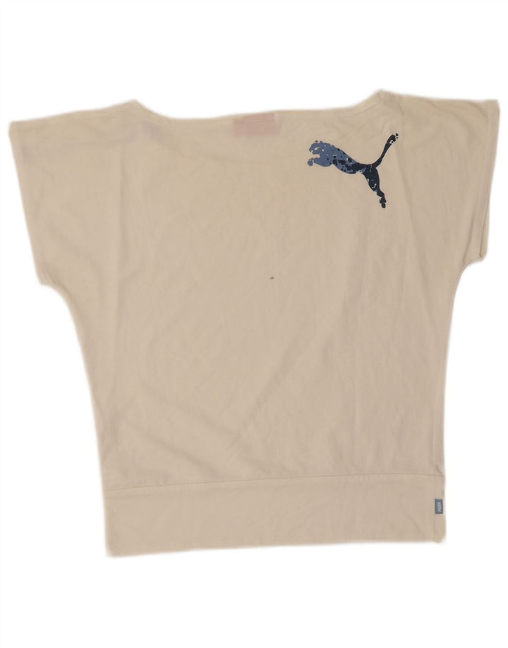 Puma Womens Graphic T-Shirt Top UK 12 Medium White Colourblock