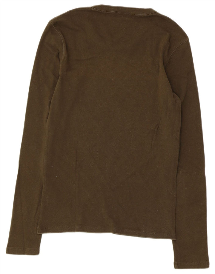 Max & Co. Womens Graphic Top Long Sleeve UK 8 Small Khaki Cotton