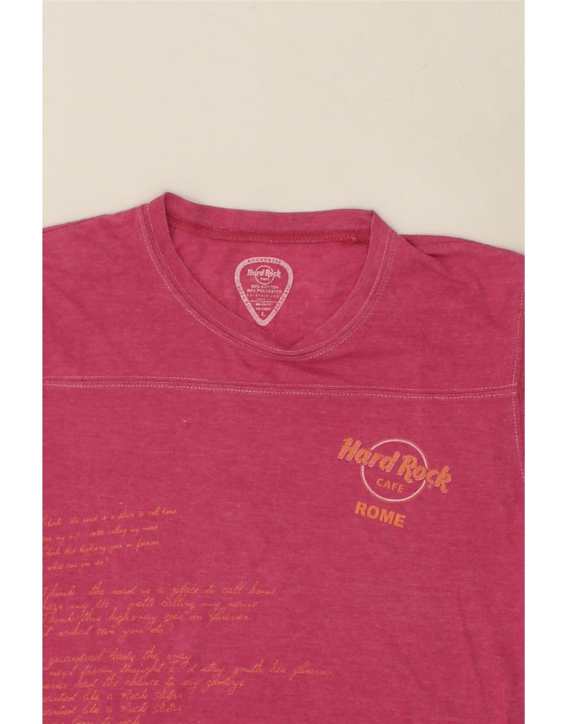 HARD ROCK CAFE Womens Rome Graphic T-Shirt Top UK 14 Large Pink Cotton | Vintage Hard Rock Cafe | Thrift | Second-Hand Hard Rock Cafe | Used Clothing | Messina Hembry 