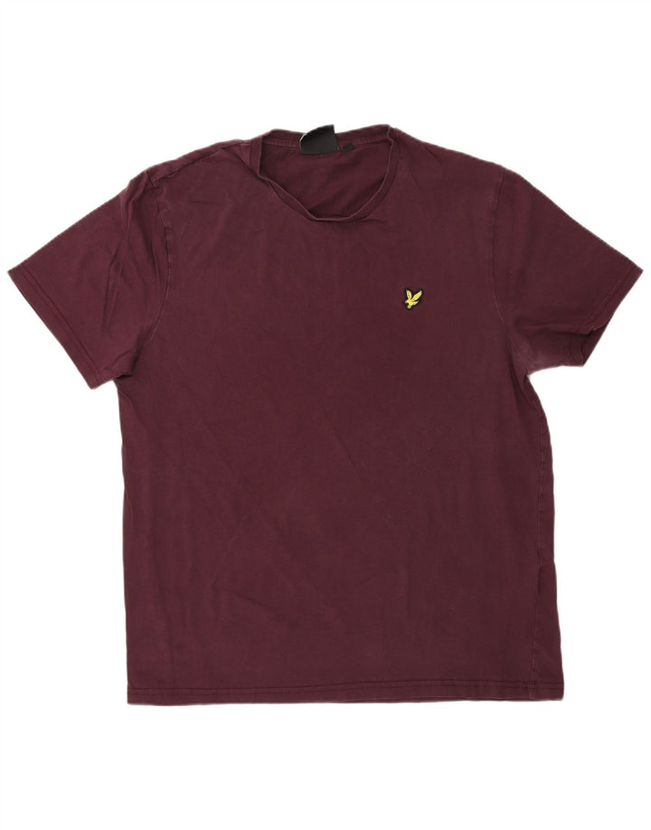 LYLE & SCOTT Mens T-Shirt Top Large Burgundy Cotton
