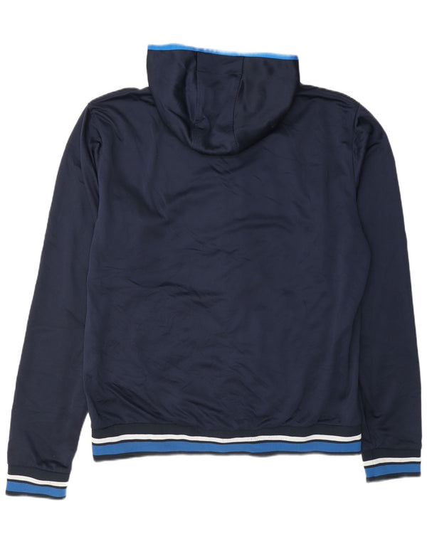 Asics Mens Hooded Tracksuit Top Jacket Large Navy Blue Colourblock