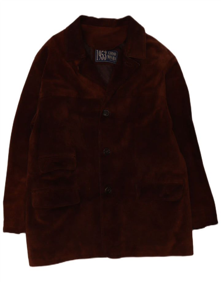Vintage Mens Suede Overcoat UK 40 Large Brown Leather