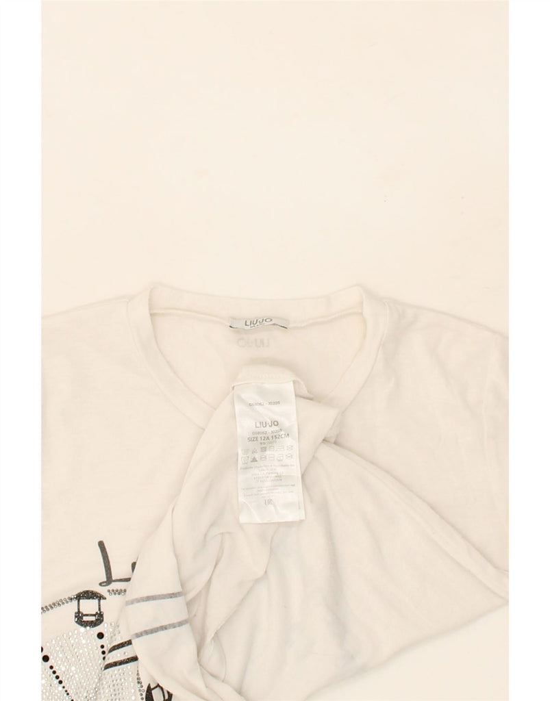 LIU JO Girls Graphic Top Long Sleeve 11-12 Years White Cotton Vintage Liu Jo and Second-Hand Liu Jo from Messina Hembry 