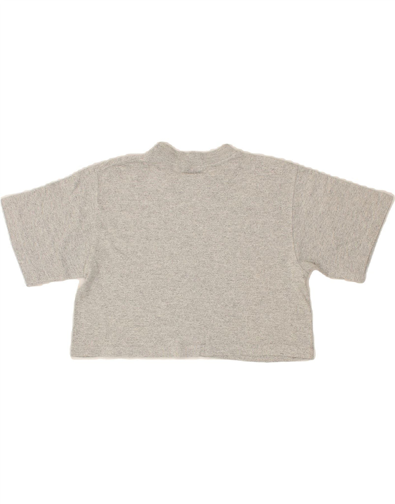 CHAMPION Womens Graphic Crop Top UK 10 Small Grey Cotton Vintage Champion and Second-Hand Champion from Messina Hembry 