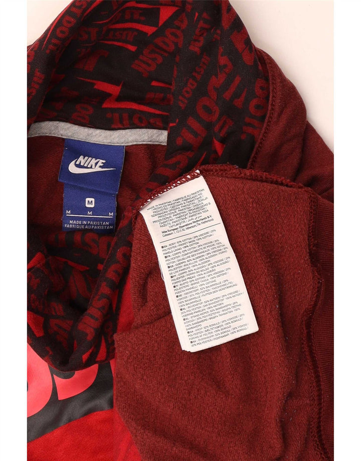 Nike Womens Graphic Sweatshirt Jumper UK 14 Medium Red Colourblock Cotton