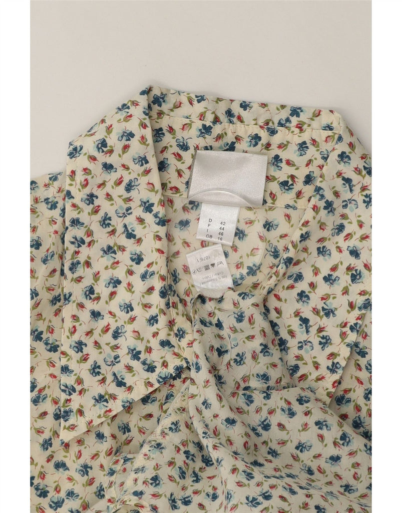 MADELEINE Womens Shirt UK 16 Large Off White Floral Cotton Vintage Madeleine and Second-Hand Madeleine from Messina Hembry 