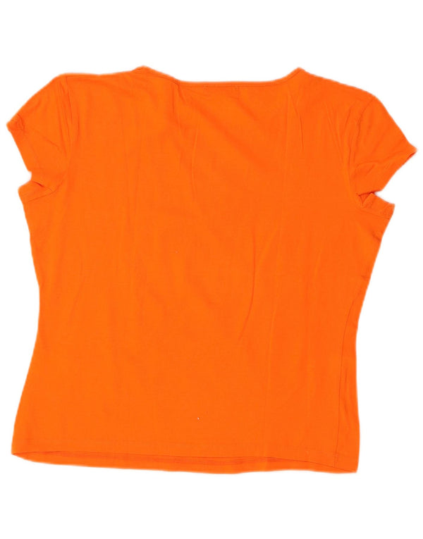 Iceberg Womens Graphic T-Shirt Top UK 18 XL Orange Cotton
