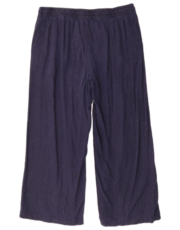 Marks & Spencer Womens Wide Leg Trousers UK 16 Large W34 L26 Navy Blue