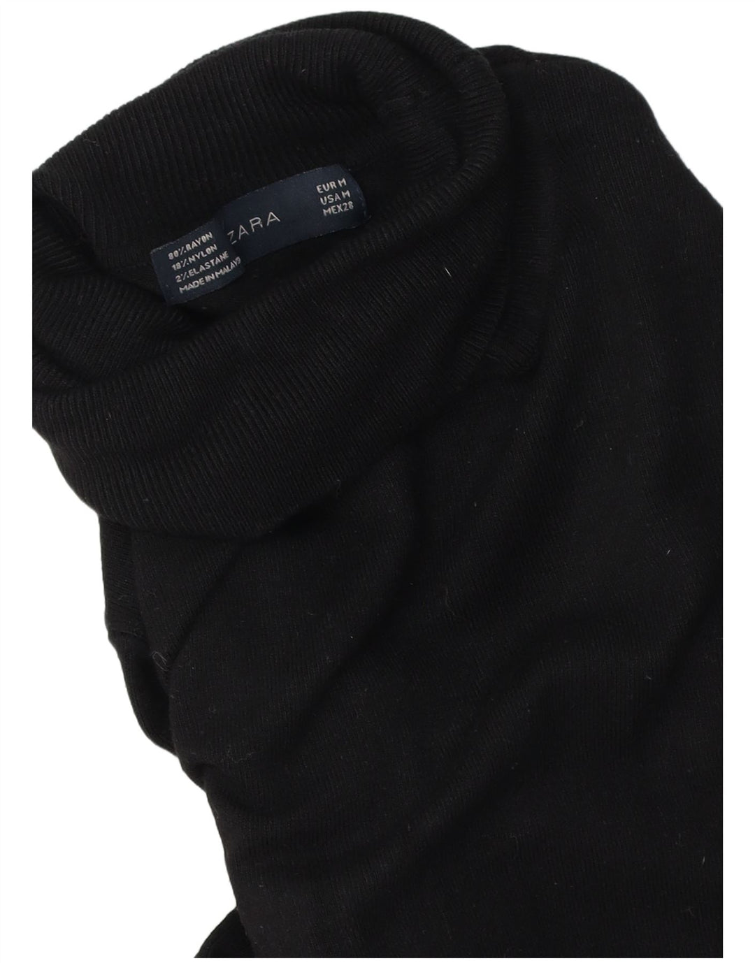 Zara Womens Roll Neck Jumper Sweater UK 14 Medium Black Rayon