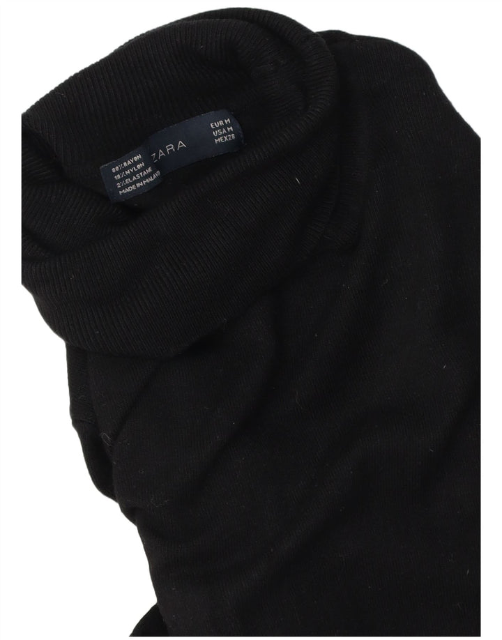 Zara Womens Roll Neck Jumper Sweater UK 14 Medium Black Rayon