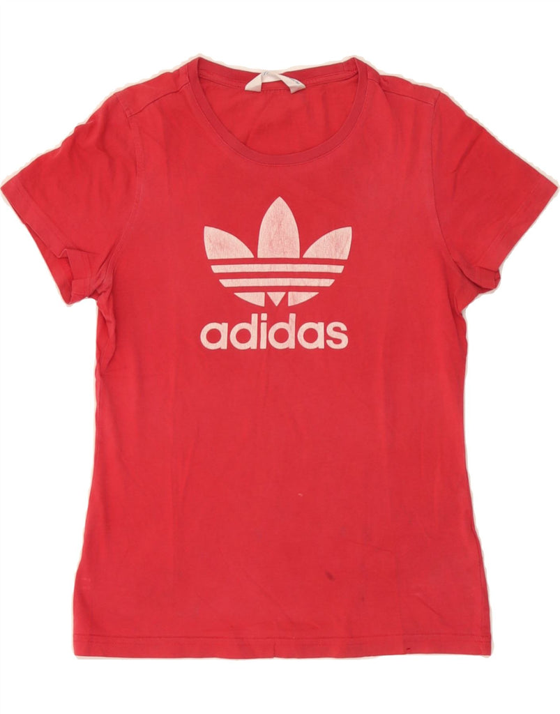 ADIDAS Womens Graphic T-Shirt Top UK 12 Medium  Red Cotton Vintage Adidas and Second-Hand Adidas from Messina Hembry 